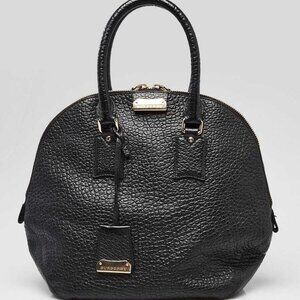Burberry Black Heritage Grained Leather Medium Orchard Bag